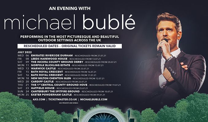 Michael Buble Christmas Concert 2022 An Evening With Michael Bublé - Rescheduled Tickets In Hatfield At Hatfield  House On Sat, Jul 23, 2022 - 7:45Pm