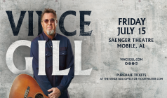 Vince Gill tickets in Mobile at Saenger Theatre Mobile on Fri, 15 Jul 2022 - 20:00 Vince Gill tickets in Mobile at Saenger Theatre Mobile on Fri, 15 Jul 2022 - 20:00