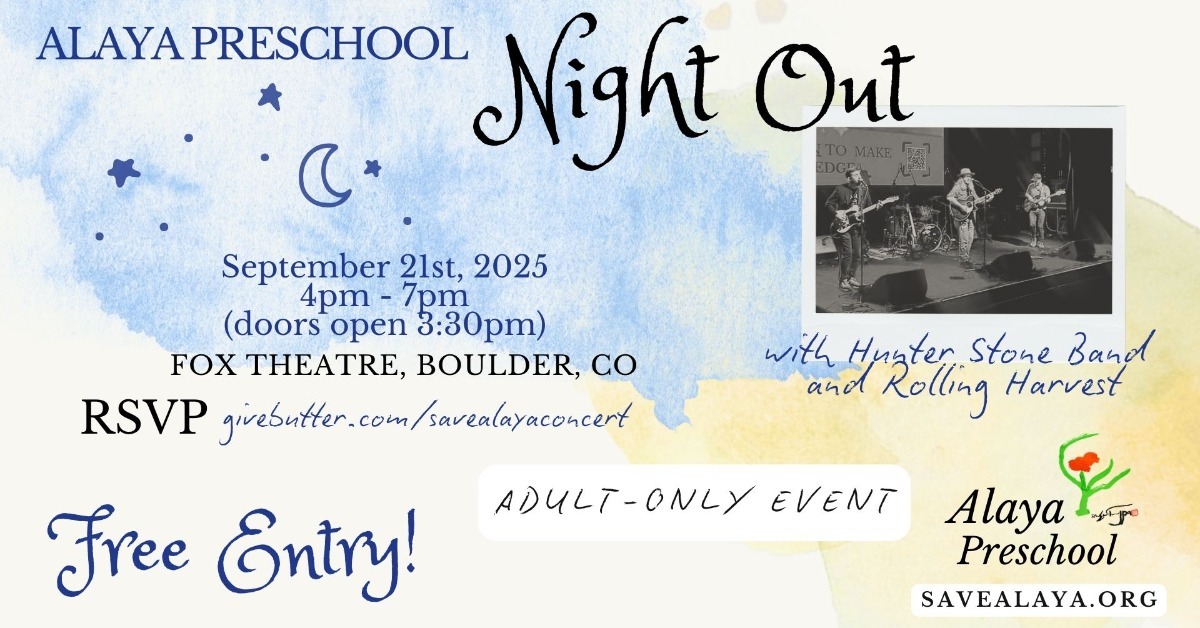 Save Alaya Preschool Fundraiser and Concert with Hunter Stone Band and Rolling Harvest